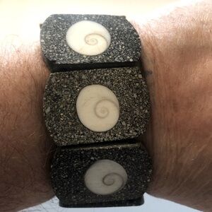 Eye of Shiva Organic Stretch Bracelet with Healing Granite Moonstone Chakra